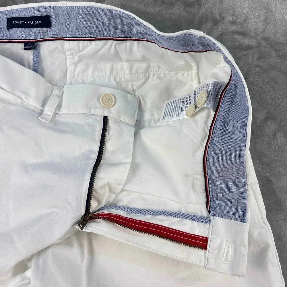 Tommy Hilfiger Shorts Mens 36 Chino White Solid Classic EUC